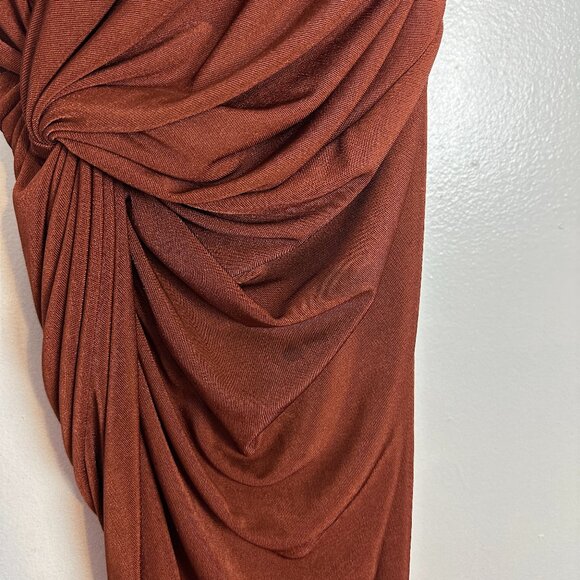 KATIE MAY Arya Twist Waist Asymmetric Neck Gown in Auburn Size Medium - Picture 8 of 12